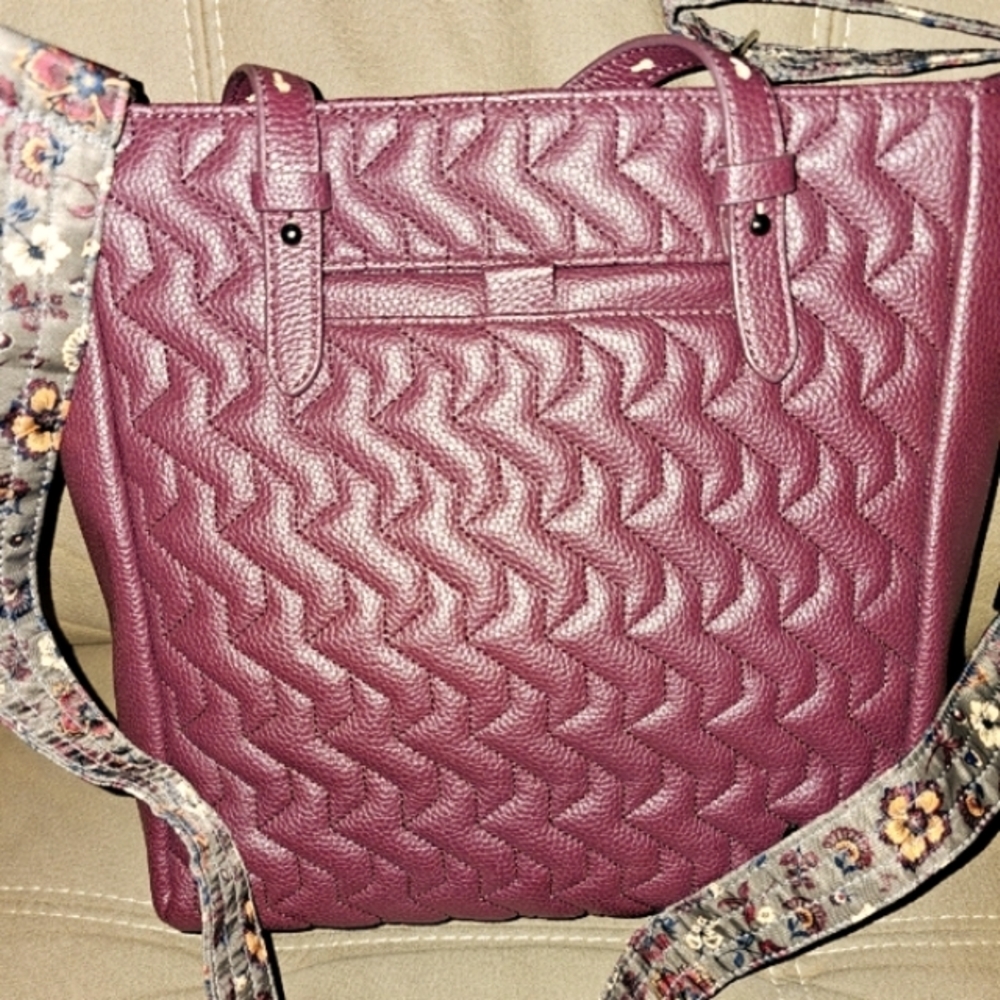 LUG convertible quilted, pvc satchel, eggplant color